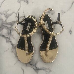 Balenciaga Metallic Gold Studded Sandals